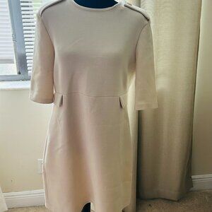 Zara Woman Professional Workwear Ivory/Creme Mini Shift Button Detail Dress (L)